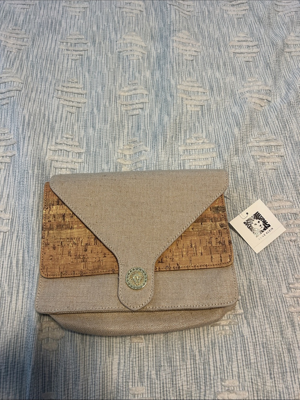 Anne Klein Neutral Beige and Cork Crossbody Bag